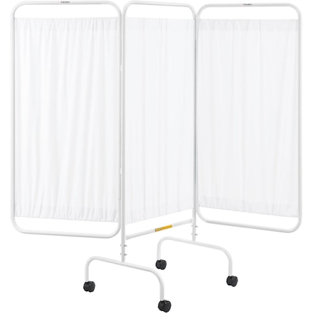 Global Industrial Mobile 3-Panel Privacy Screen, Vinyl Panels, 79.5W x 68H, White 732141